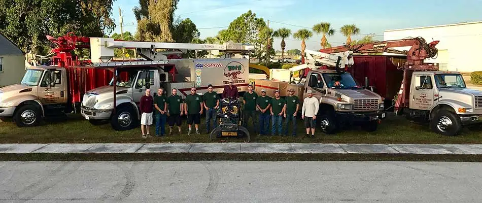 Tim's Tree Service work trucks and tree service crew in Lee County, FL.